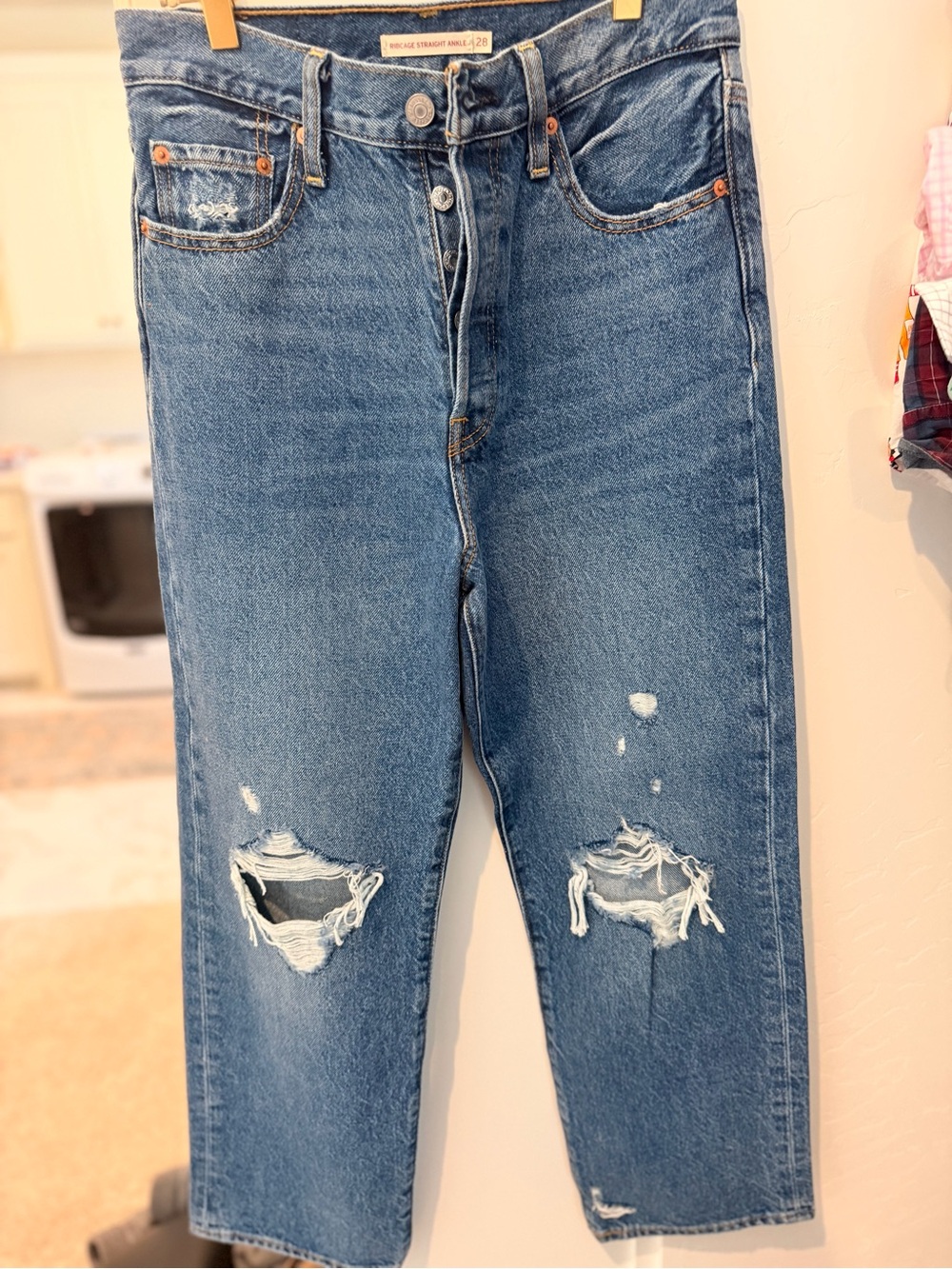 Levi's Blue Straight Leg Ripped Jeans